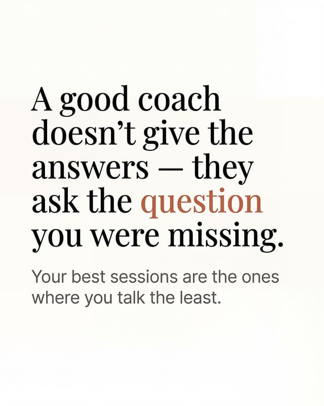 Editorial visual: “A good coach doesn’t give the answers”