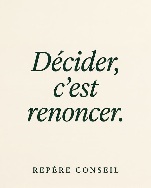 A LinkedIn post: deciding is choosing what to give up
