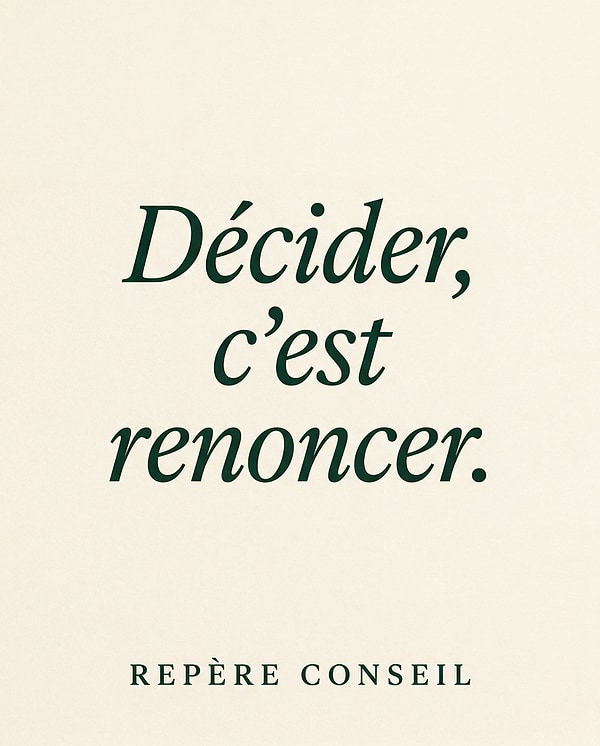A LinkedIn post: deciding is choosing what to give up